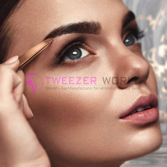 Slanted Tip Titanium Coated Rose Gold Eyebrow Tweezers