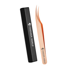 2pcs Semi Curved &amp; Straight Rose Gold Eyelash Extension Tweezers Set