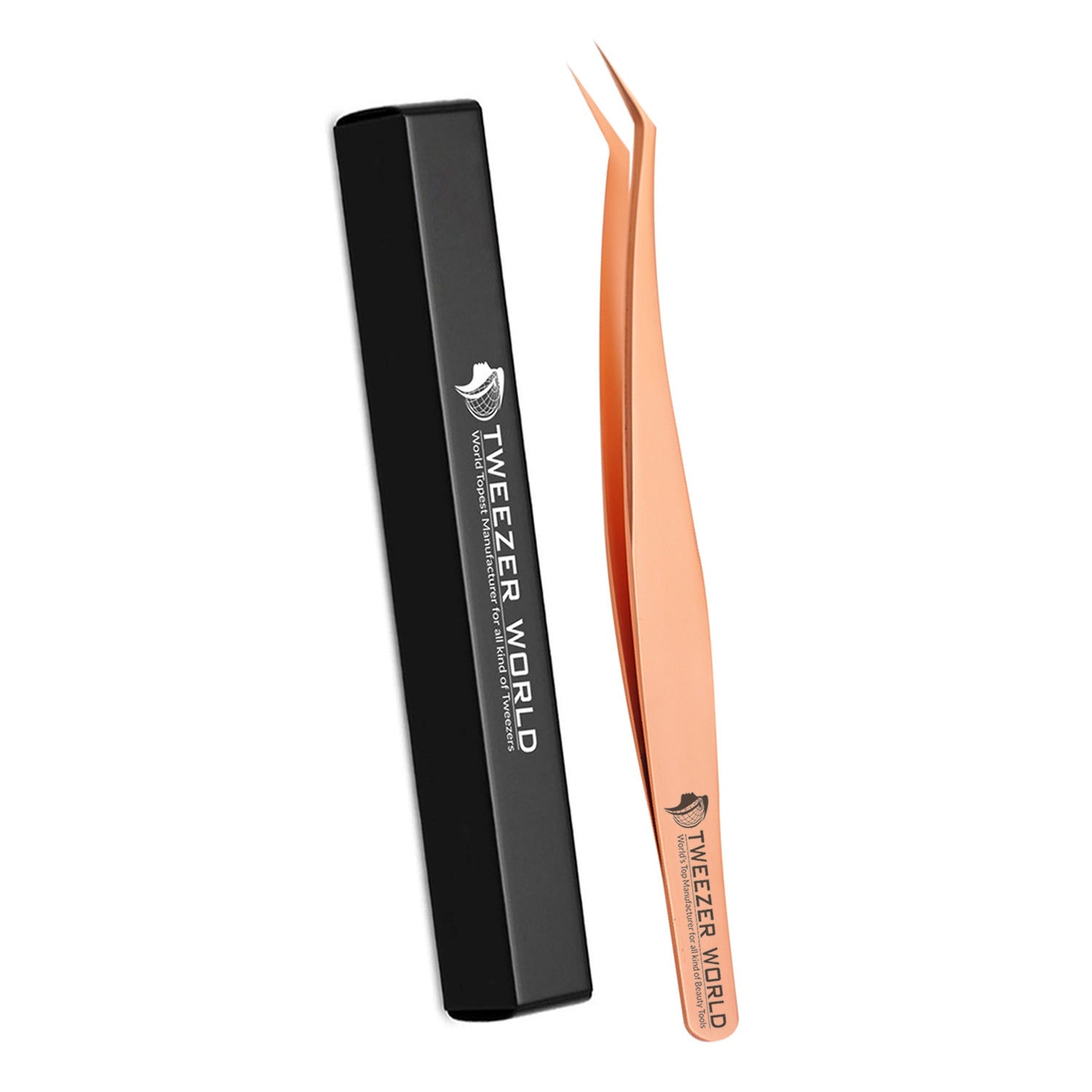 2pcs Semi Curved &amp; Straight Rose Gold Eyelash Extension Tweezers Set