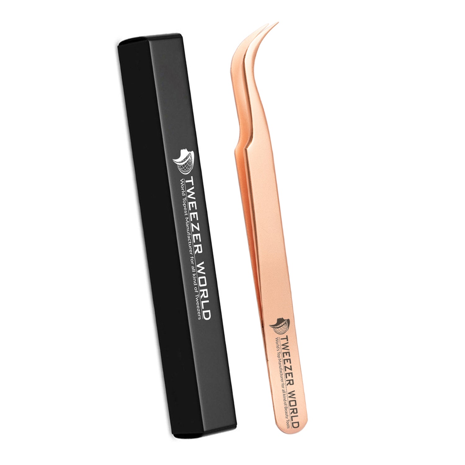 S-Curved Titanium Coated Rose Gold Eyelash Extension Tweezers