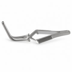 Santulli Bulldog Clamp – Angled DeBakey Jaw — catalogue illustration on white background