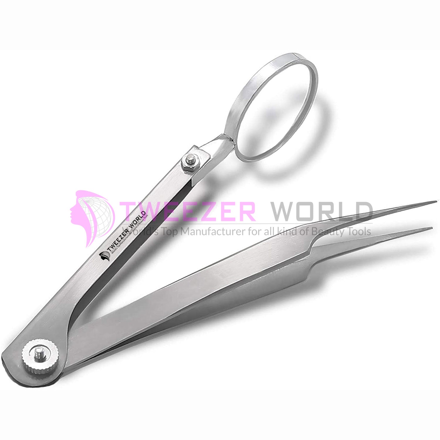 Top Quality Stainless Steel Straight Tweezers with Magnifying Glass