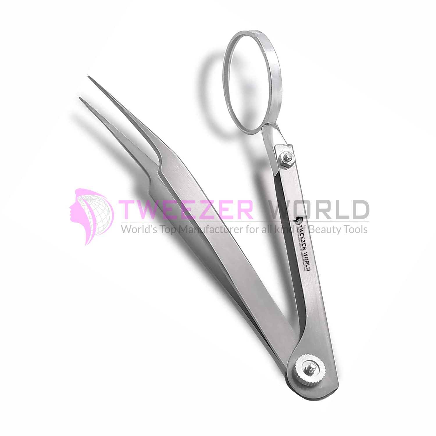 Top Quality Stainless Steel Straight Tweezers with Magnifying Glass