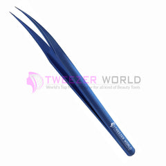 2pcs Blue Professional Titanium Steel Eyelash Extension Tweezers Set