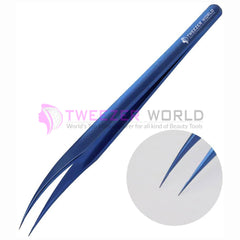 2pcs Blue Professional Titanium Steel Eyelash Extension Tweezers Set