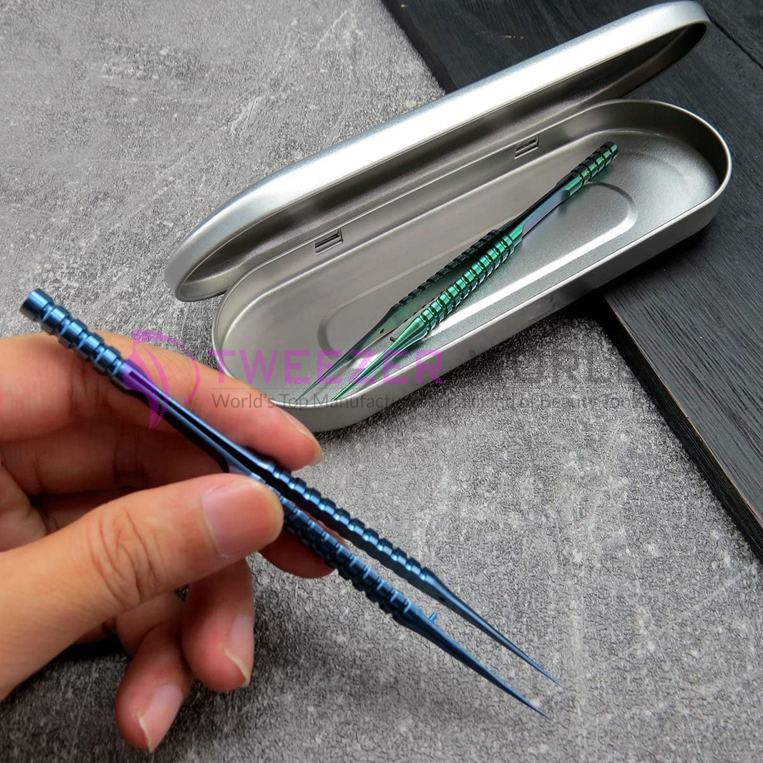 2pcs Titanium Steel Titanium Alloy Tweezers Microscope Tweezers Set