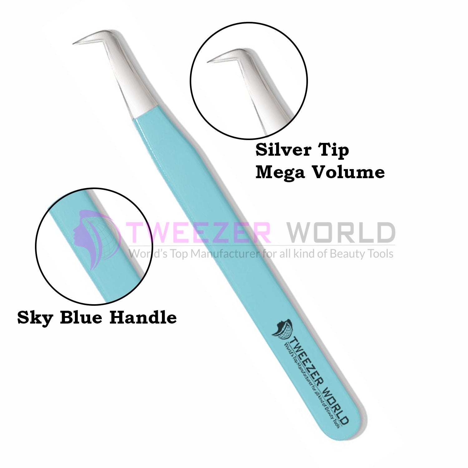 Top Rated Eyelash Volume Sky Blue Handle Best Extension Volume Tweezers