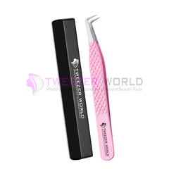 90 Degree Volume Diamond Grip Pink Professional Eyelash Tweezers