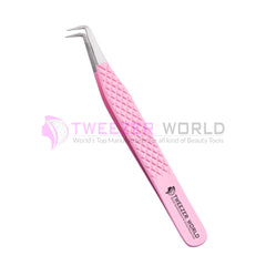 90 Degree Volume Diamond Grip Pink Professional Eyelash Tweezers