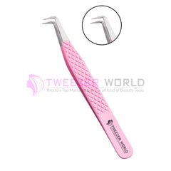 90 Degree Volume Diamond Grip Pink Professional Eyelash Tweezers