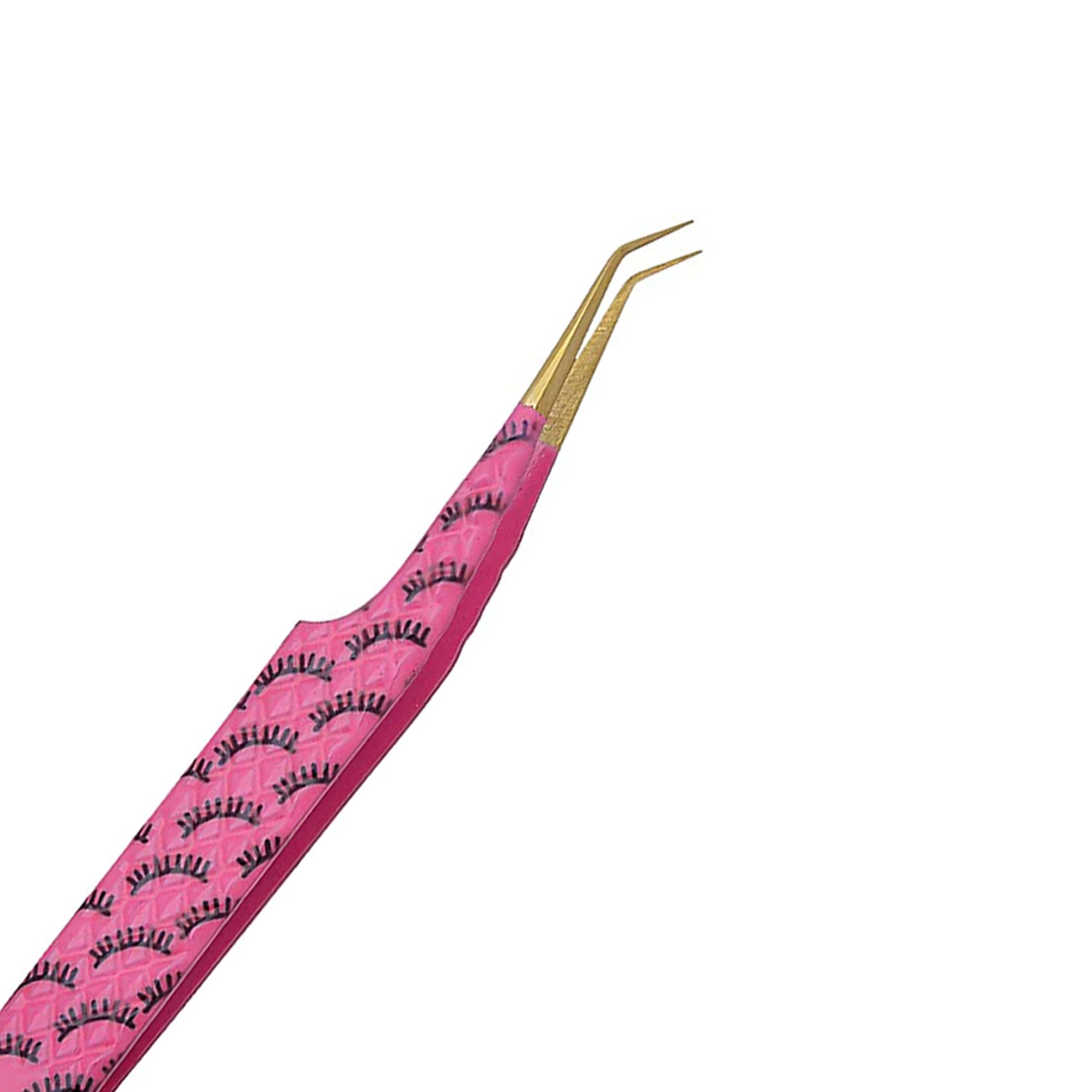 60 Degree Diamond Grip Titanium Coated Gold Tip Individual Lash Tweezers