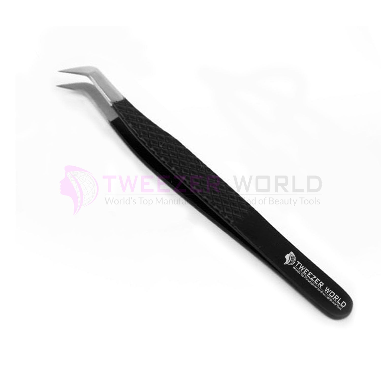 Best Selling Diamond Grip Black Powder Coated Eyelash Volume Tweezers