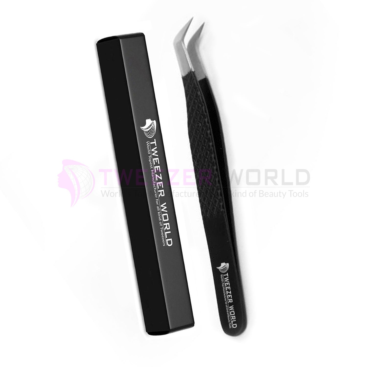 Best Selling Diamond Grip Black Powder Coated Eyelash Volume Tweezers