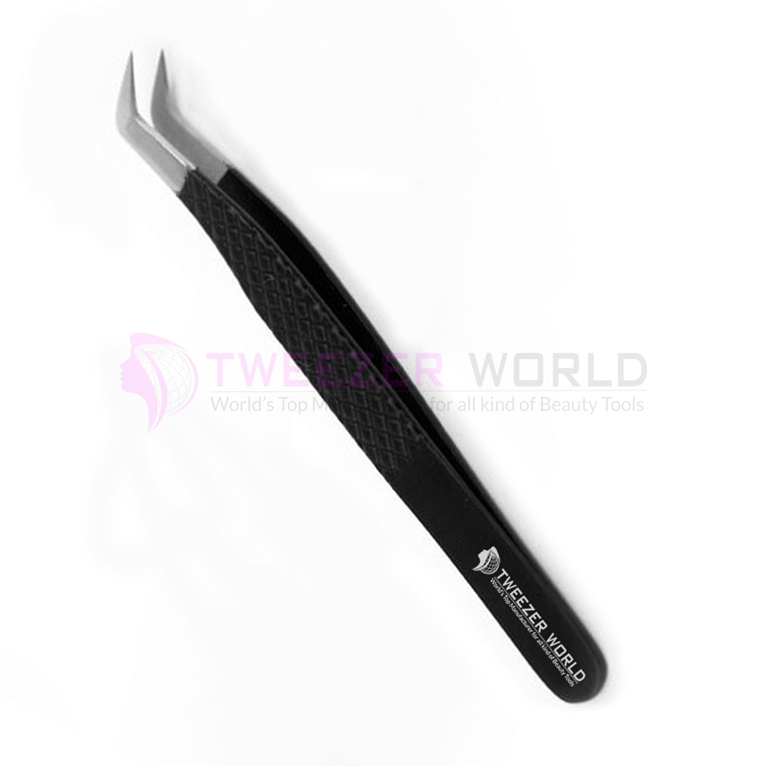 Best Selling Diamond Grip Black Powder Coated Eyelash Volume Tweezers