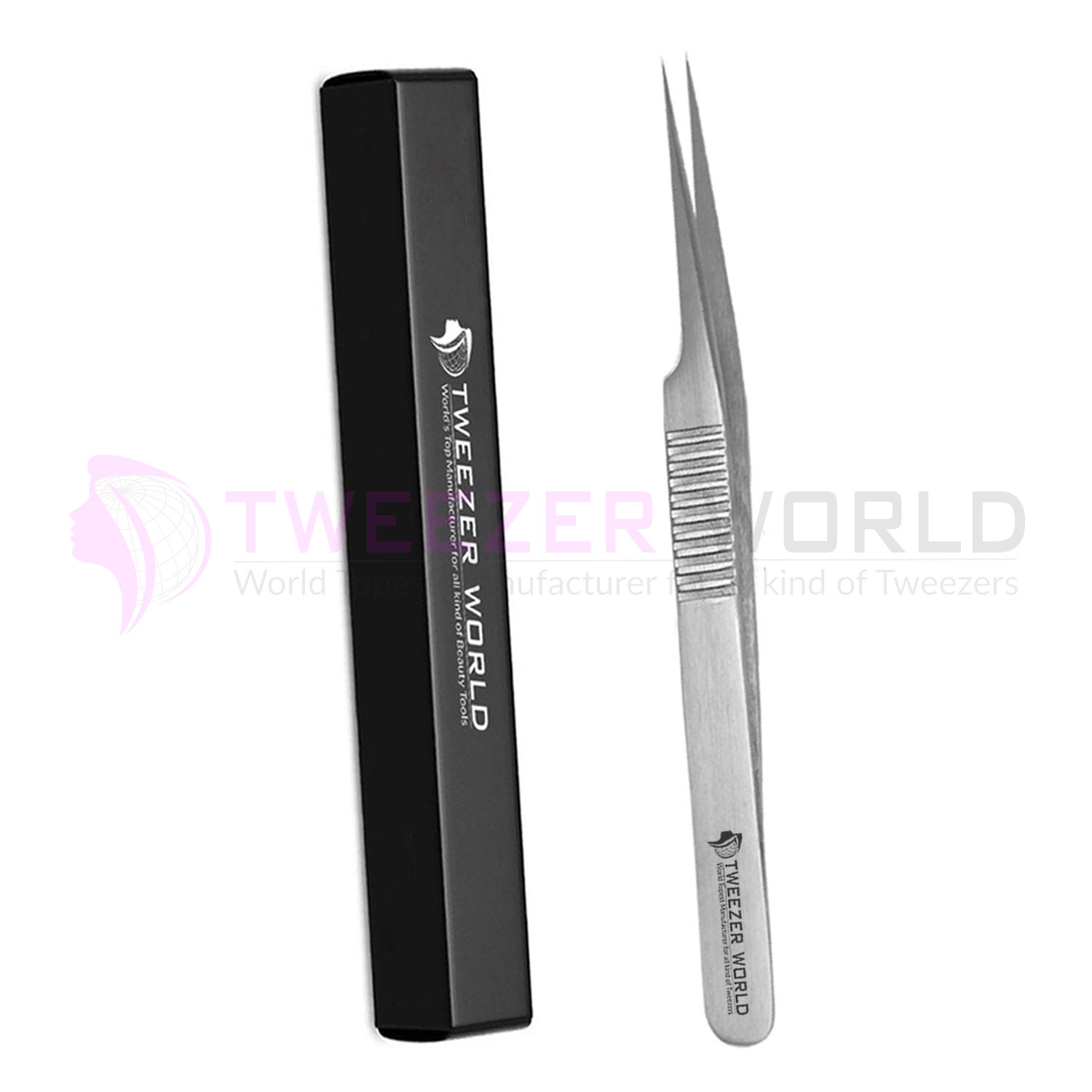 Serrated Handle Pro best Eyelash Extension Tweezers Straight Tweezers