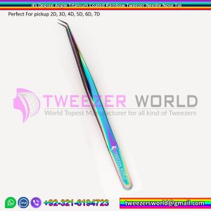 45 Degree Angle Titanium Coated Rainbow Tweezer Needle Nose Tip