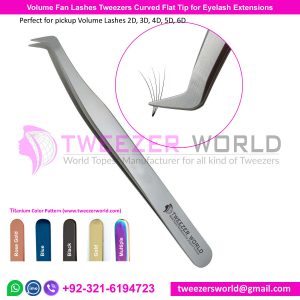 Volume Fan Lashes Tweezers Curved Flat Tip for Eyelash Extensions