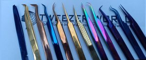 Tweezer World Banner Titanium Coated Eyelash Extension Tweezers