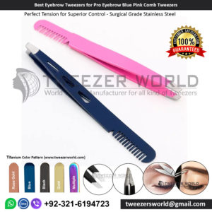 Best Eyebrow Tweezers for Pro Eyebrow Blue Pink Comb Tweezers 