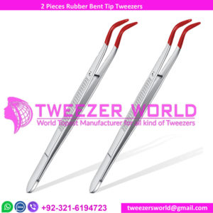 2 Pieces Rubber Bent Tip Tweezers Top Quality Tweezers