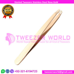 Slanted Tweezers Stainless Steel Rose Gold
