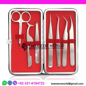 7Pcs with CASE, Grade TWEEZERS Precision Eyebrow Products in Travel Case with Scissor7Pcs with CASE, Grade TWEEZERS Precision Eyebrow Products in Travel Case with Scissor