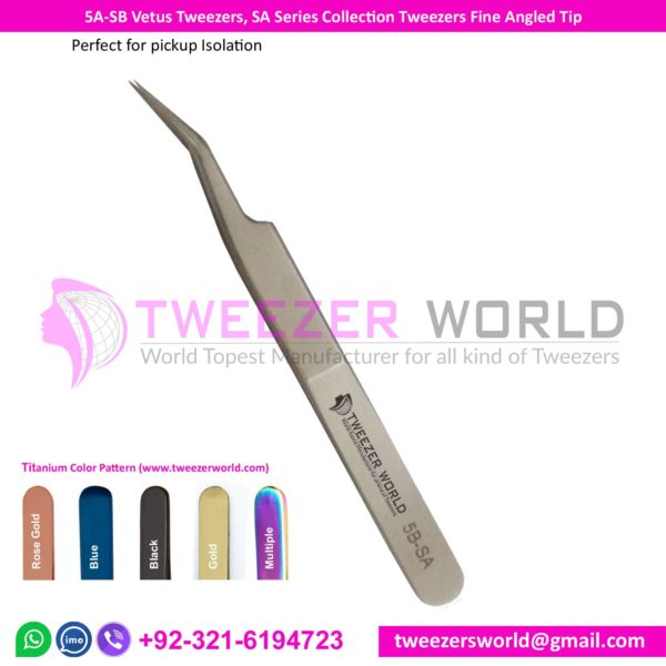 5A-SB Vetus Tweezers, SA Series Collection Tweezers Fine Angled Tip