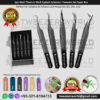 5pcs Best Titanium Black Eyelash Extension Tweezers Set Paper Box