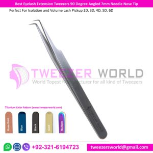 Best Eyelash Extension Tweezers 90 Degree Angled 7mm Needle Nose Tip