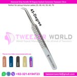 Diamond Grip Handle 45 Degree Eyelash Extension Tweezers 12cm