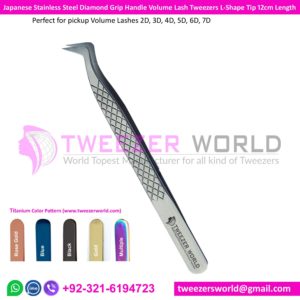 Diamond Grip Mega Volume Tweezers 25 Angle Tip Lash Tweezers