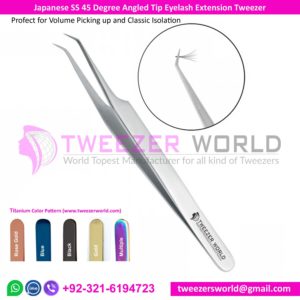 45 Degree Angled Tip Eyelash Extension Tweezers 7 For Volume Pickup