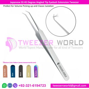45 Degree Angled Tip Eyelash Extension Tweezers Needle Nose Tip