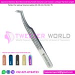 Diamond Grip Handle Volume Lash Tweezers L Shape Tip 12cm Length