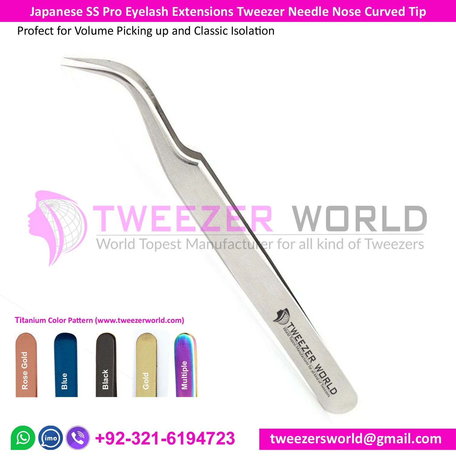Tweezer Needle Nose Curved Long Tip for Picking up or Isolation