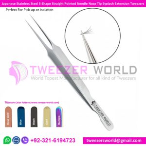 S-Shape Best Eyelash Extension Tweezers Straight Pointed Needle Nose