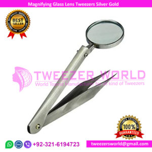 Magnifying Glass Lens Tweezers Silver Gold