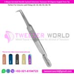 S-Shape Serrated Handle Tweezers 90 Degree Angled 7mm Tip