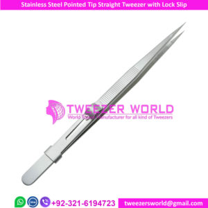 Diamond Locking Tweezer Professional Straight Jewelry Tweezer Lock Slip