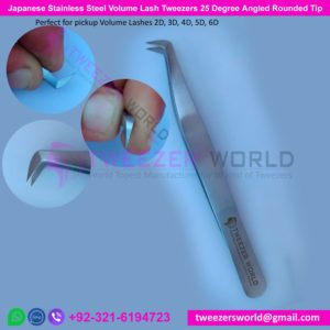 Quality Russian Volume Lash Tweezers 25 Degree Angled Rounded Tip