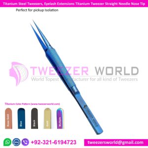 Titanium Steel Tweezers, Eyelash Extensions Titanium Tweezer Straight Tip