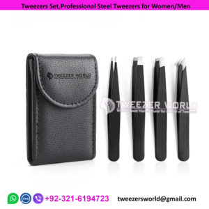 Tweezers Set,Professional Steel Tweezers for Women/Men
