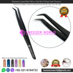 Titanium Coated Black Micro Grip Best Volume Lash Tweezers