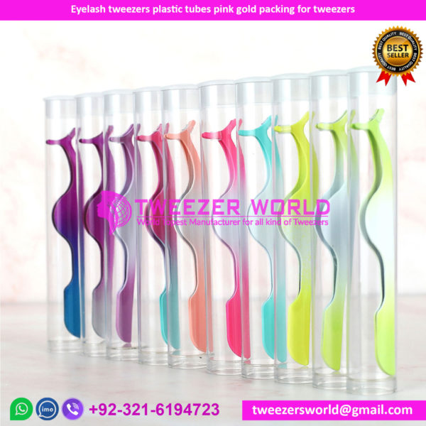 Custom logo Private Label Pink Plastic Lashes Applicator Tweezers packing