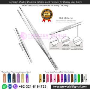 Top High-Quality Precision Kitchen, Food Tweezers for Plating Chef Tongs