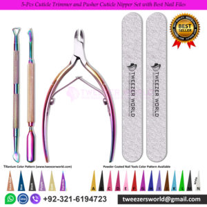 5 Pcs Cuticle Trimmer and Pusher Cuticle Nipper Set with Best Nail Files