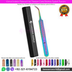 4pcs Diamond Grip Titanium Coated Rainbow Eyelash Tweezers Set