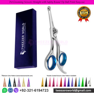 Pet Grooming Scissors Straight with Safety Round Tip Ball Point Easy use