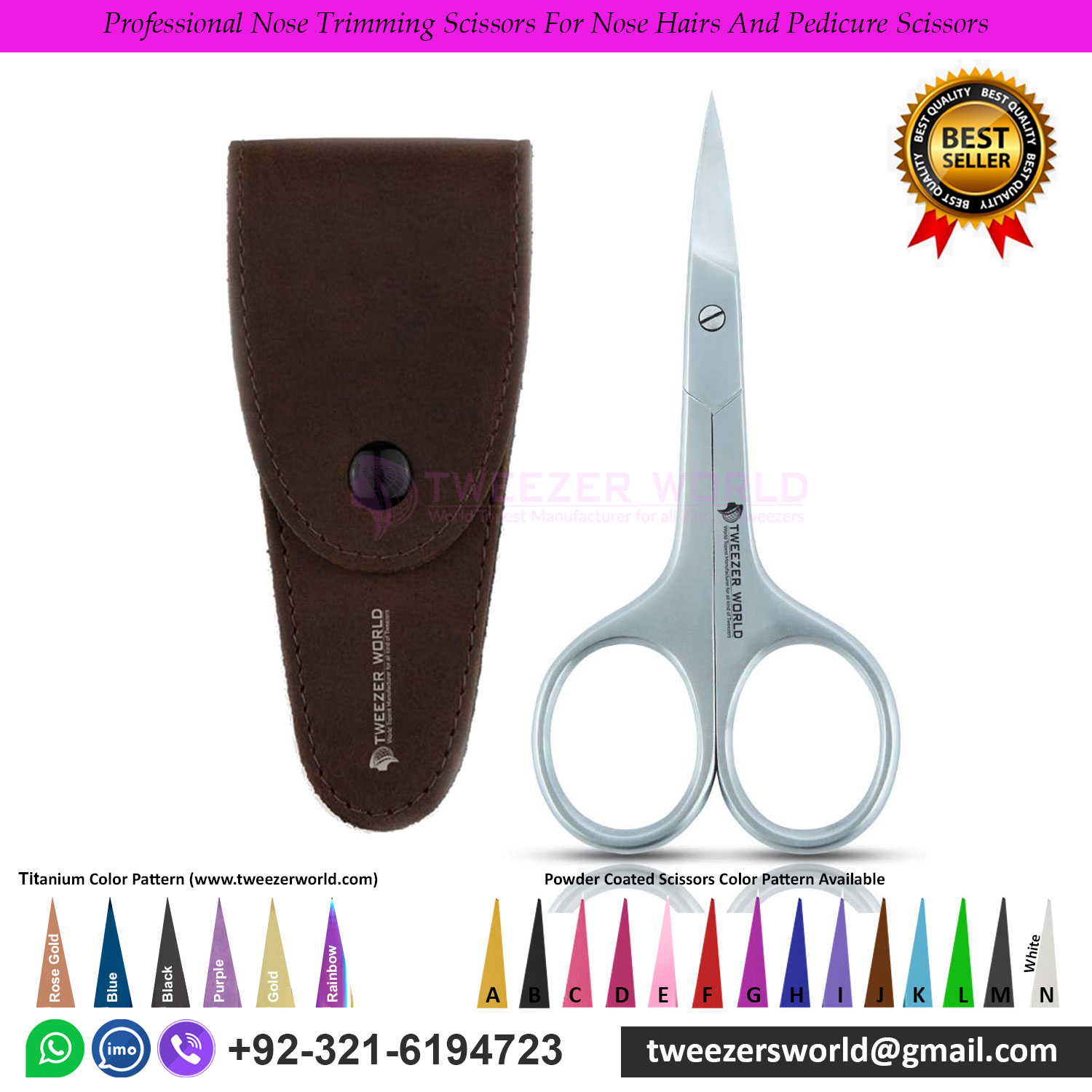 Professional nose trimming scissors for nose hairs and Pedicure scissors