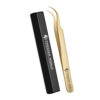 2pcs Titanium Coated Gold Plated Eyelash Extension Tweezers Set